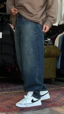 شلوار بگ نیلی سبز سیر