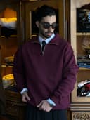 دورس یقه دار نیم زیپ چری