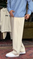 شلوار بگ پارچه ای شیری