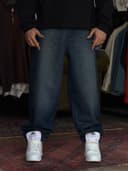 شلوار بگ بالونی سرمه ای تینت سفید کد7058