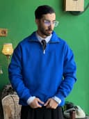 دورس یقه دار نیم زیپ ابی کاربنی