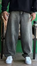 شلوار بگ بالونی طوسی تینت سفید